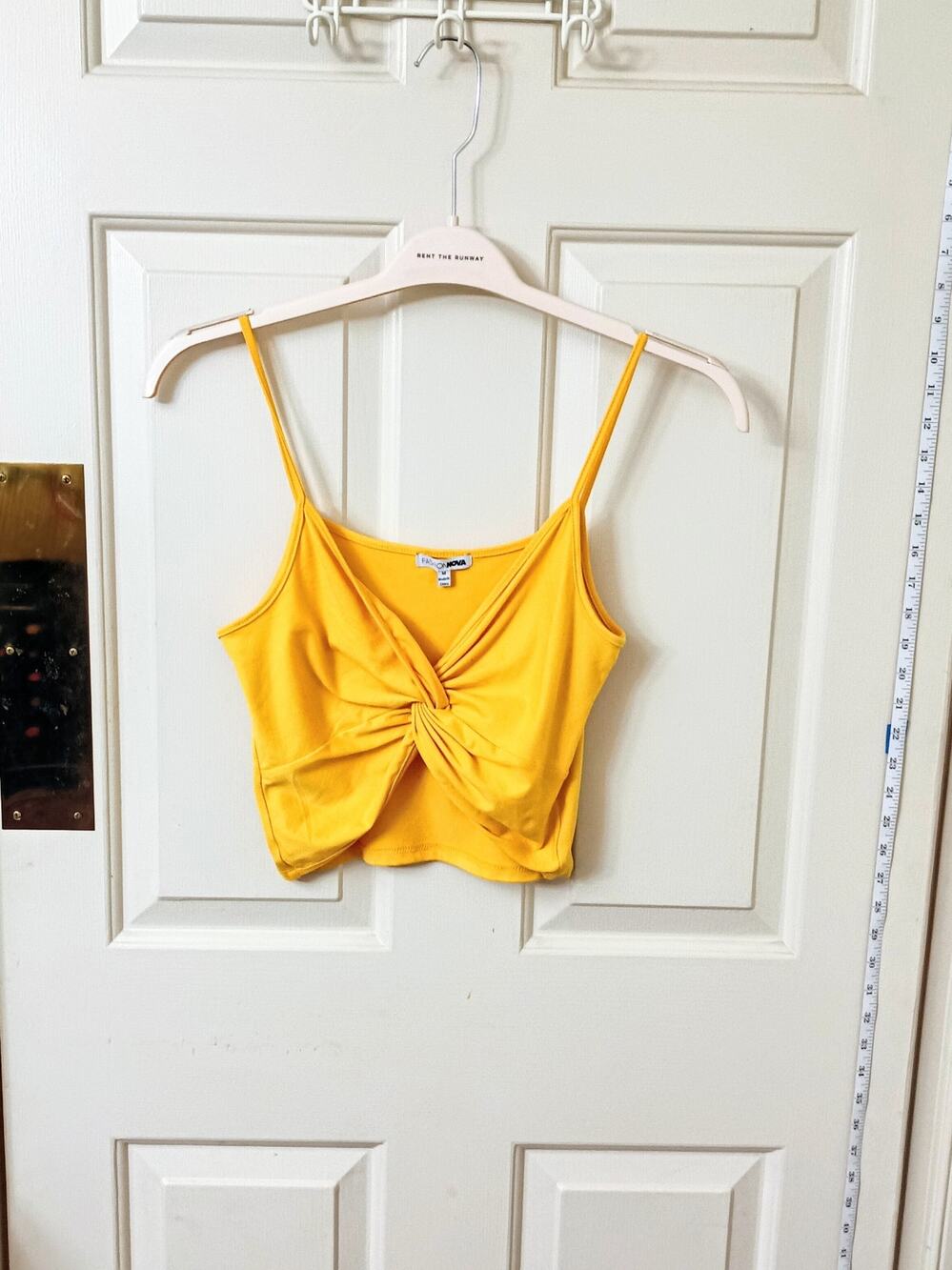 Fashion Nova - Bright Yellow Twist Front V-Neck Crop Cami Top - Sz M